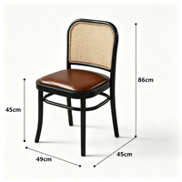 Chaise de salle à manger en rotin de hêtre, style pastoral nordique français, chaise de comptoir commerciale pour restaurant, café et salon de thé