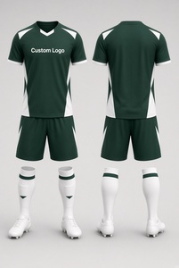 Custom Logo Soccer Jersey Set Adult Short Sleeve V-Neck Moisture Wicking <b>Polyester</b> Uniform with Black Shorts and White <b>Socks</b> - Product Image 5
