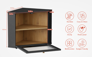 Kotak wadah penyimpanan roti hitam <span class=keywords><strong>2</strong></span> lapisan, kotak roti sudut besar, wadah penyimpanan roti untuk meja dapur - Product Image 3
