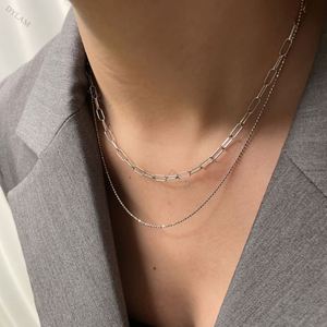 Dylam 18K Gold Plated S925 Silver Vermeil Double Layer Link <b>Bead</b> Jewelry Sterling Silver 925 <b>Large</b> Paperclip Chain Necklace - Product Image 3