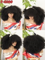 Promotion 54$ Letsfly Perruques Afro Bouclées Complètes avec Frange 320 Grammes 14 Pouces F-936 Cheveux Humains Naturels Vente en Gros Nouveau Style Perruques Sans Lacet