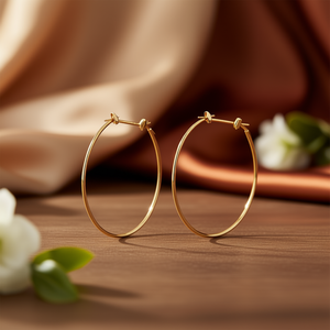 Golden <b>Hoop</b> <b>Earrings</b> 18K Solid Gold Classic Twist Design Unisex Everyday Wear Jewelry <b>Fine</b> <b>Earrings</b> - Product Image 2