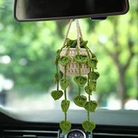 2026 Coolter Accessoire suspendu pour rétroviseur de voiture, plante en pot au crochet mignonne et faite main, décoration intérieure de voiture