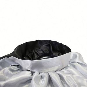 Gorro de Dormir de Seda Satinada con Logotipo Personalizado para Mujer, Gorro Reversible con Banda para Atar el Cabello Rizado - Product Image 3