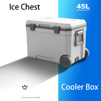 Vente chaude oem logo personnalisé nouvelle boîte glacière 45L grands refroidisseurs rotomoulés avec roues