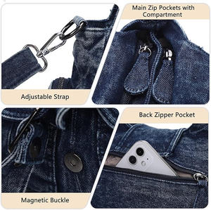 Sac bandoulière hobo en <span class=keywords><strong>jean</strong></span> personnalisé, sac à main décontracté en <span class=keywords><strong>jean</strong></span> pour femme, grande capacité, multi-poches, sac à bandoulière en <span class=keywords><strong>jean</strong></span> - Product Image 4