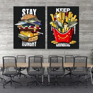 Living Room Decor Hungry French Fries Burger Graffiti Wall Money Posters And Prints wall abstract street canvas pictures