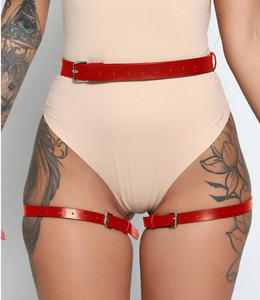 Verstelbare Dames Punk Lederen Harnas Bdsm Bondage Kleding Inclusief Gekooide Heupgordels En Handboeien Volwassen Sm Kuisheidsgordel - Product Image 2