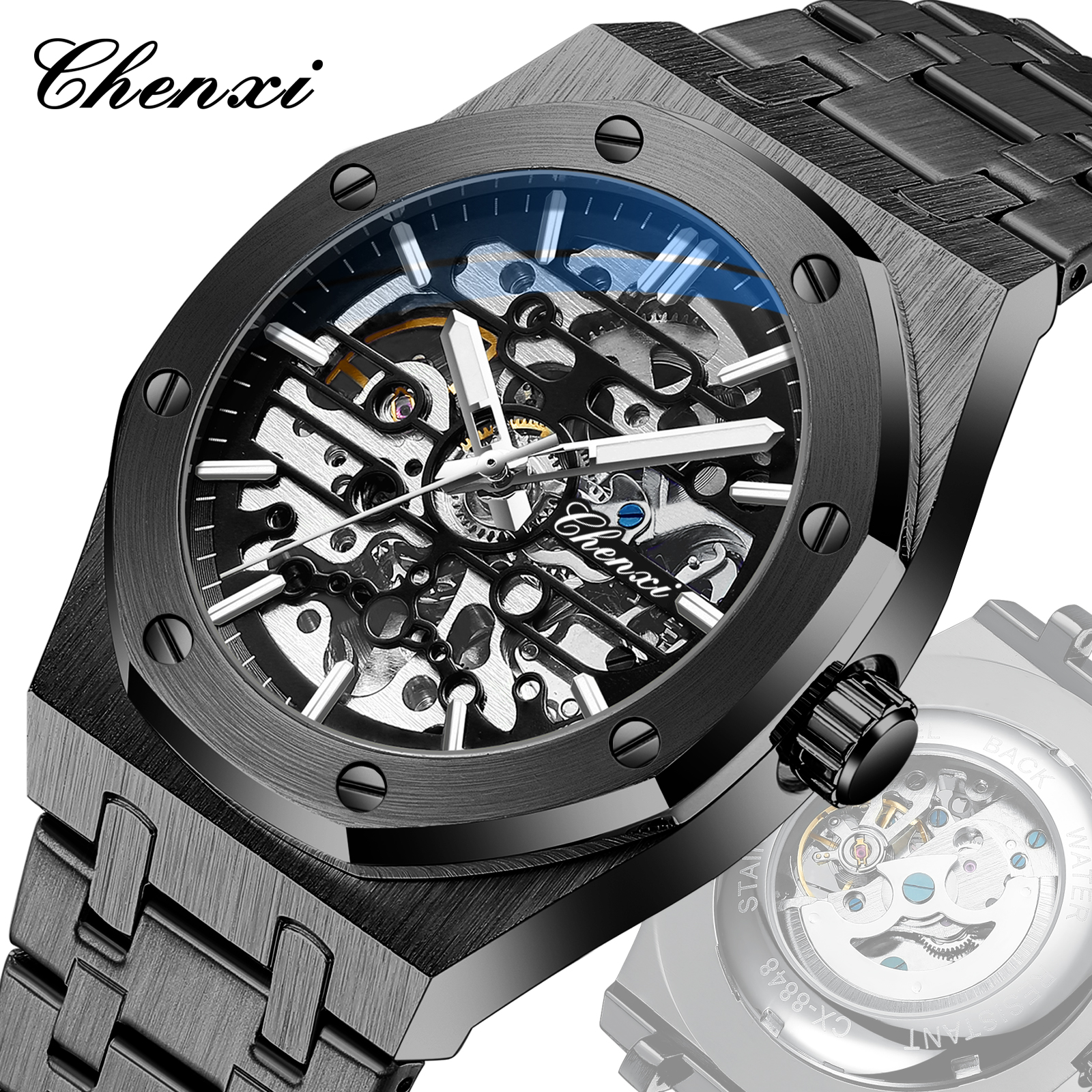 CHENXI Watch 8848 Skeleton Automatic Mechanical Man Waterproof