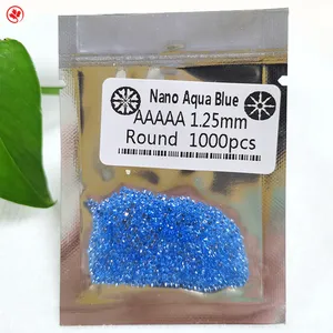 Diverse colors high quality Synthetic nano loose gemstone stones 1mm-2mm round shape Aqua blue color