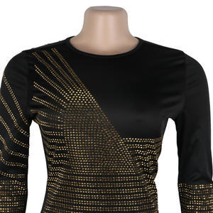 منتجات رائجة مثير الماس الساخن جولة الرقبة الانقسام طويلة الأكمام فستان حفلة موسيقية الملابس النسائية. - Product Image 6