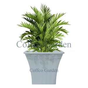 Coffco Pot bunga plastik 9.5 inci, Pot tanaman Gothic persegi panjang warna kustom Vintage dekorasi taman vas tanaman Bonsai hidroponik