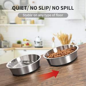 Mangkuk anjing Set mangkuk baja tahan karat silikon antiselip dasar karat tempat makan hewan peliharaan mangkuk tahan piring logam tebal untuk anjing Besar Sedang - Product Image 4