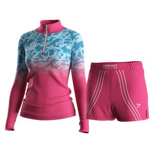 Ensemble de lutte léger personnalisé pour femmes, t-shirt respirant à manches longues et short pour la lutte et le fitness - Product Image 1