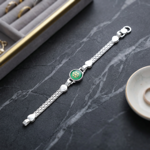 Bracelet tendance en argent sterling 925 avec breloque fine, ajustable, pour enfants, bijoux mignons en émail vert, cadeau pour filles et garçons - Product Image 2