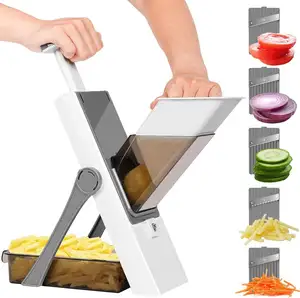 2024 incredibile affettatrice per mandolino 5 in 1 trinciatrice per verdure regolabile taglia frutta gadget manuali da cucina affettatrice per cipolle sicura