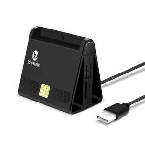 Zoweteek USB 2.0撇渣器读卡器12026-10多智能读卡器写入器适配器，用于CAC/SIS/SIM/SD/信用卡/身份证/集成电路/自动柜员卡