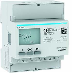 ECR300C Personalizzabile con Contatore Trifase Hager Azionato da CT 1-5 A Modbus RTU MID 4 Moduli - Product Image 1