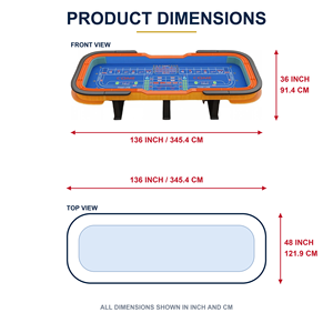136 Zoll Casino-Craps-Würfeltisch mit Diamantpyramiden-Stoßfänger, Holzrahmen, Casino-Qualitätsfilz für Pokerclubs, Casino-Ausstattungslieferant - Product Image 3