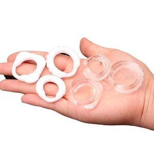 Serrated Cock Ring Set Milky White Transparent <b>TPE</b> Delay Sex Time For Adult Use - Product Image 4
