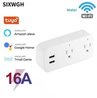 Prise US 16A Tuya WiFi Smart Double Prise USB Compatible Google Home Alexa Adaptateur de Prise 2-Ac IP33 Étanche Anti-Sabotage