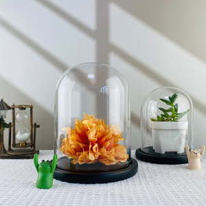 Mygift Hiện Đại Màu <span class=keywords><strong>Glass</strong></span> Cloche Hiển Thị Trường Hợp Rõ Ràng <span class=keywords><strong>Glass</strong></span> <span class=keywords><strong>Dome</strong></span> Bìa Với Màu Đen Gỗ Cơ Sở Đáng Yêu Phong Cách Và Mô Hình - Product Image 4
