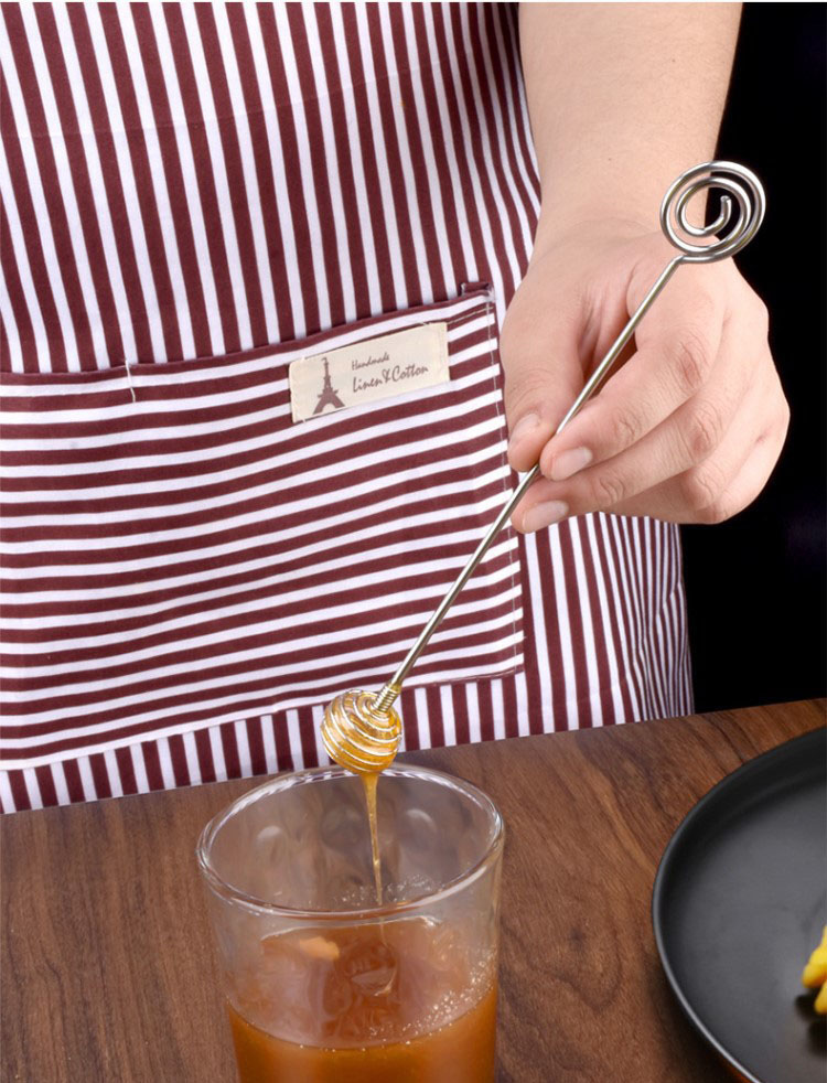 Food Grade Stainless Steel Honey Dipper With Unique Spiral Design Honey Spoon Stick