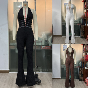 Tute Sexy primavera autunno da donna in pizzo pagliaccetti sottili senza schienale e senza schienale Sexy tute aderenti da donna eleganti - Product Image 5