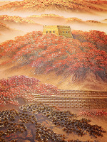 Toile décorative imperméable en relief doré style Grande Muraille, écologique, durable, imprimée, nouveau style chinois