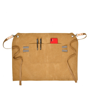 Delantal sin mangas corto de media longitud para adultos de moda coreana para peluquero Chef café o restaurante uso diseño de lona sanitaria - Product Image 3