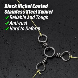 TOPIND Noir Nickel T-Turn Swivels <span class=keywords><strong>Triple</strong></span> Cross Line Swivels 3 Way Fishing Swivel - Product Image 4