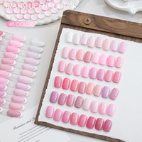 Kit de vernis à ongles gel en caoutchouc rose 48 couleurs, gel UV couleur unie rose prune à paillettes fines, effet blanchissant doux, sans TPO ni HEMA