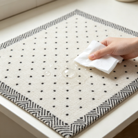 Alfombra Moderna de Diseño Geométrico, Jacquard de Polipropileno con Diseño de Puntos, Beige y Negro, Antideslizante y Lavable para Sala de Estar o Dormitorio