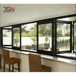 Fenêtre en verre insonorisée pliante verticale en aluminium, taille personnalisée, style européen, pour boutique, cuisine, café, comptoir - Product Image 1
