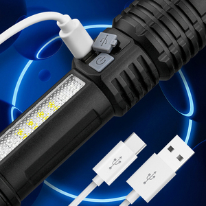 New USB Có Thể Sạc Lại Điện Kỹ Thuật Số Hiển Thị Kính Thiên Văn Zoom Cầm Tay Đa Chức Năng Ngoài Trời <span class=keywords><strong>LED</strong></span> <span class=keywords><strong>Torch</strong></span> Ánh Sáng Đèn Pin Chiến Thuật - Product Image 4