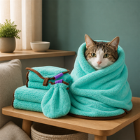 Handuk Mikrofiber Multi-Pet - Daya Serap Tinggi, Cepat Kering, Ekstra Tebal, Berlapis Bulu untuk Memandikan & Membersihkan Anjing, Dapat Disesuaikan