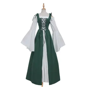 Retro Lungo Abito Medievale di Halloween di Stile Dell'annata Gotico della Molla del Vestito di Autunno di Lunghezza Del Pavimento Delle Donne Gotico Maxi Vestiti Da Cosplay