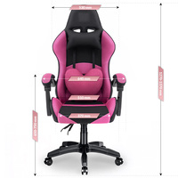 Chaise de Gaming Polonaise Pivotante avec LED Cœur, Éclairage RGB, Fonctionnelle, pour PC Gamer, Chambre Gamer, avec Massage