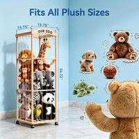 Tour de Rangement pour Peluches Zoo, Support en Bois pour Peluches avec Roues, Organisateur de Rangement pour Jouets, Rangement pour Peluches Douces