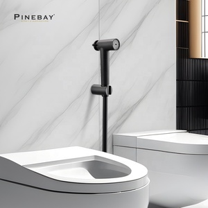 PINEBAY настенная насадка для ванной комнаты, черная насадка Shattaf, распылитель для биде из пластика для туалета, 1,2 м, набор из ПВХ шлангов с одним отверстием - Product Image 2