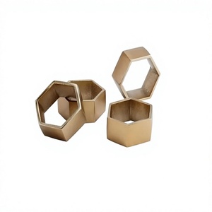 Set Of 4 Metal Napkin Tissue Rings With Superior Quality Hexagon Shapes Tissue <b>Paper</b> Rings For Home Hotel Use - Product Image 1
