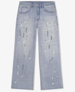 عالية الجودة مخصصة عالية الشارع الشهير جان حمض المغسول الجينز الفضفاضة Y2k الأزرق الفاتح سروال جينز للرجال - Product Image 3