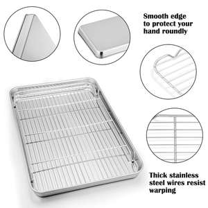 Grille de refroidissement adaptée à votre petit four Utilisation par une personne Non toxique Facile à nettoyer Ensemble de plateau et de support de four Plaque de cuisson en acier inoxydable - Product Image 2