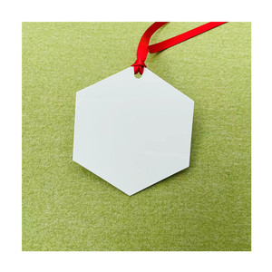 도매 육각 모양의 화이트 승화 알루미늄 장식품 양면 승화 금속 크리스마스 장식 리본 - Product Image 3