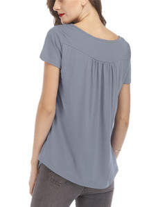 W0530 Signora di Modo Allentato Camicetta Solido Delle Donne Manica Corta T Camicia Lato Tre Pulsanti Delle Donne Allentato Tuniche Parti Superiori Casuali - Product Image 6
