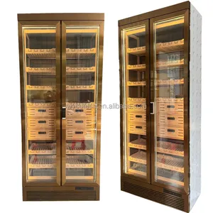 Tủ Humidor Xì Gà Điện Sang Trọng Tùy Chỉnh Với Giá Gỗ Tuyết Tùng Cửa Kính Ngăn Kéo Có Khóa Thông Minh Tủ Hộp Xì Gà Humidor