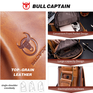 Bolso Bandolera Pequeño de Cuero Genuino Retro para Hombre, Marca BULL CAPTAIN, de Alta Calidad y Duradero, Estilo Vintage - Product Image 3