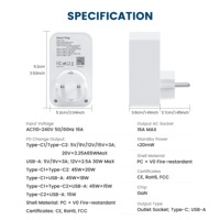 Prise intelligente WiFi Tuya, chargeur GaN 65W, USB type C, charge rapide, prise EU, compatible avec la commande vocale Alexa