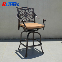 Table de bar et chaises hautes en aluminium pour l'extérieur, ensemble de tabourets pivotants en aluminium moulé, meubles de jardin pour cour