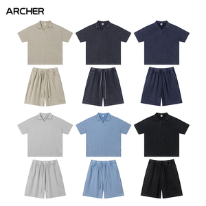 <span class=keywords><strong>Camiseta</strong></span> de Manga Corta con Hombros Caídos, Estilo Vintage Americano 2026, Tejido Waffle Lavado, Personalizada OEM, Holgada, Formal, de Poliéster y Algodón, para Hombre - Product Image 2